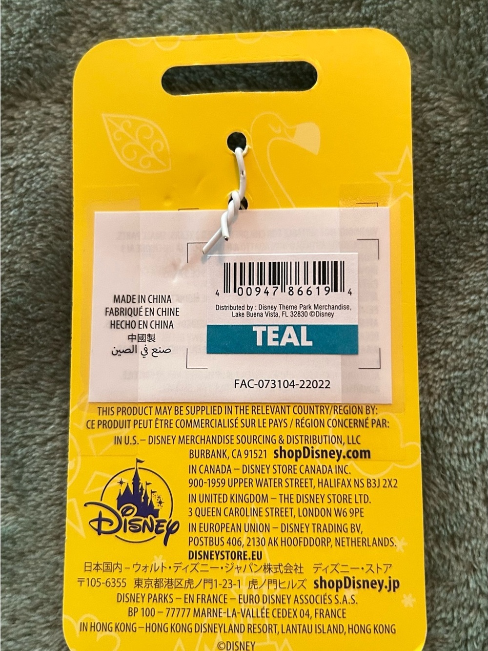 ☀️NWT-Disney Flair Teal Tag Bag Charm with Gold Accent - Picture 2 of 2